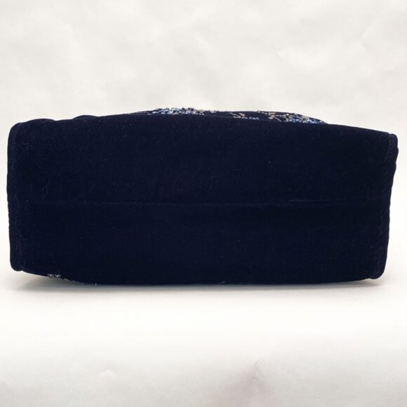 ZARA Navy Velvet Tote With Sequin Embroidery 14.5 x 15 NWOT - Picture 6 of 13
